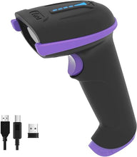 Load image into Gallery viewer, Tera Barcode Scanner Wireless Versatile 2-in-1 (2.4Ghz Wireless+USB 2.0 Wired) with Battery Level Indicator, 328 Feet Transmission Distance Rechargeable 1D Laser Bar Code Reader Handheld 5100 Purple