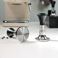 Load image into Gallery viewer, 54mm Espresso Tamper with Calibrated Spring Loaded for Ninja Luxe Caf/Breville -24lb~35lbs Self-Adjustable with Sound Feedback- Self Leveling Stainless Steel Ripple Base - Black, RippleBase_1