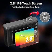 Load image into Gallery viewer, 56MP 5K Digital Camera 10X Optical Zoom, Front and Rear Dual Cameras with 2.8" IPS Touch Screen, Video Vlogging Camera for Photography with 64G Micro Card, Compact Point and Shoot Camera, Black_77