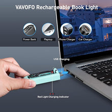 Load image into Gallery viewer, VAVOFO USB Rechargeable Book Light, Blue Light Blocking, Amber Light Clip On Bookmark Shaped Reading Light, Eye Care 6 LEDs Book Light for Bookworms Reading in Bed with 9 Lighting Modes (Powder Green)
