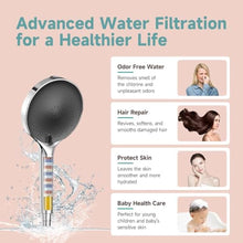 Load image into Gallery viewer, 6 Filtered Shower Head with Handheld, 6-Spray High Pressure Shower Head with Filter for Hard Water, Detachable Handheld Showerhead with Hose and Shower Arm Bracket, Chrome-Black, ChromeBlack_1615