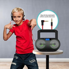 Load image into Gallery viewer, Riptunes Portable CD Player Boombox AM FM Radio, Bluetooth, USB, Aux-Input, MP3 CD Stereo Sound with Bass Boost, Party Lights, Headphone Jack, Backlit LCD Display, with Remote, Black
