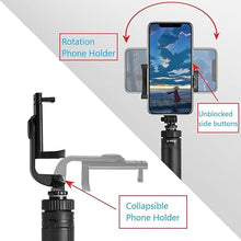 Load image into Gallery viewer, 66" Tripod for iPhone & Camera, Portable Phone Tripod with Rechargeable Remote Control and Rotate Phone Holder, Selfie Stick for iPhone/Gopro and Cameras(Red 66 inch)