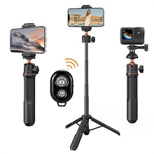 Load image into Gallery viewer, K&F Concept Phone Tripod, Selfie Stick for iPhone Lightweight Tripod Stand with Remote, 360° Ball Head Tripod with Phone Clip GoPro Adapter for iPhone/Android/GoPro.