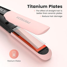 Load image into Gallery viewer, PRITECH Flat Iron Hair Straightener and Curler 2 in 1, Titanium Flat Iron with Negative Ions, Adjustable Temp(248?-450?) and Automatic Shut Off (Pink)