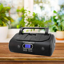 Load image into Gallery viewer, HANNLOMAX HX-318CD Portable CD/MP3/USB Boombox, FM PLL Radio, Bluetooth, 1 USB Port for MP3 Playback, 1 USB Port for 1A Charging, Aux-in Jack, Headphone Jack, AC/DC Dual Power Source. (Black)