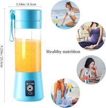 Load image into Gallery viewer, Portable Blender Cup,Electric USB Juicer Blender,Mini Blender Portable Blender For Shakes and Smoothies, Juice,380ml, Six Blades Great for Mixing,Bule