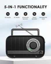 Load image into Gallery viewer, AM FM Radio Plug in Wall or Battery Operated Radio with Best Reception,Portable Radio with Bluetooth,Transistor Radio with Headphone Jack,Large Dial Easy to Use for Seniors Elderly Black