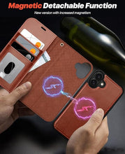 Load image into Gallery viewer, OCASE for iPhone 16 Case Detachable Wallet Case with Card Holder, 2 in 1 Pu Leather Flip Folio with RFID Blocking Stand Wrist Strap Shockproof Phone Cover 6.1 Inch 2024, Dark Brown