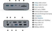 Load image into Gallery viewer, USB C Docking Station Dual Monitor 2 HDMI with Power Supply for Dell/HP/Lenovo/Surface Laptops,16 in 1 Laptop Docking Station with 4k/60Hz Displayport, Ethernet, SD/TF,8 USB C/A Ports