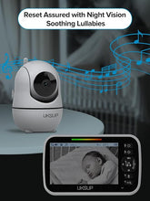 Load image into Gallery viewer, Baby Monitor with Camera and Audio- Video Baby Monitor with 960ft Long Range, Remote Pan-Tilt-Zoom, Night Vision, Temperature Sensor, 2-Way Talk, 8 Lullabies, 30-Hour Battery & No WiFi