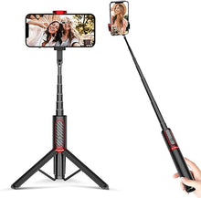 Load image into Gallery viewer, ATUMTEK Selfie Stick Tripod, Extendable 3 in 1 Aluminum Bluetooth Selfie Stick with Wireless Remote and Tripod Stand for iPhone 16/15/14/13/12/11 Pro Max/XS Max/XS/XR/X/8/7, Samsung Smartphones Red