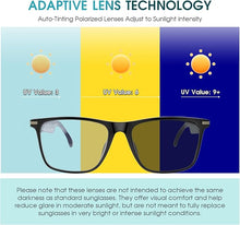 Load image into Gallery viewer, Bluetooth Audio Smart Glasses for Men & Women, Bluetooth Glasses with Color-Change Lens, Open Ear Speaker, IPX5 Waterproof, Smart Audio Glasses for iPhone Android Music/Calls (Black)