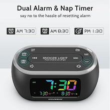 Load image into Gallery viewer, HOUSBAY 3 in 1 Alarm Clock for Bedrooms- Clock Radio & Night Light, Rainbow Digit, Dual Alarm, Small Radio Alarm Clock for Kids, Teens