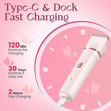 Load image into Gallery viewer, Bikini Trimmer for Women - Painless Electric Razors for Silk Skin,Cordless Body Shaver for Trip,Replaceable Lady Facial Razor, IPX7 Waterproof&Easy Cleaning, Ceramic Blade, USB Charge Dock Pink