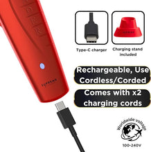 Load image into Gallery viewer, Supreme Trimmer Vader Trimmer ST3778 | Barber Liner Mens Beard Trimmer (210 Min Run Time) DLC T Blade Cordless Hair Clippers | Red