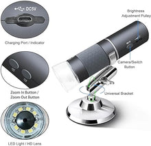Load image into Gallery viewer, Ninyoon 4K WiFi Microscope for iPhone Android PC, 50-1000X USB Digital Microscope Wireless Super HD Endoscope Camera Compatible with All Cellphones iPad Android Tablet Windows Mac Chrome Linux