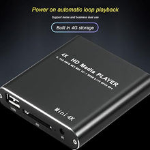 Load image into Gallery viewer, VBESTLIFE HD Video Player, 4K High Resolution Mini Streaming Media Player, Built in 4G Storage, with HD Multimedia, AV, USB Interface, Support AV, MXF, MP4, FLV, MKV, ASF, DAT(US Plug)
