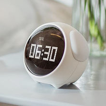 Load image into Gallery viewer, Expression Clock,Cute Dog Shape Clock with Facial Expressions Voice Activated Night Light Wake Up Alarm Clock Toddler Children (White)