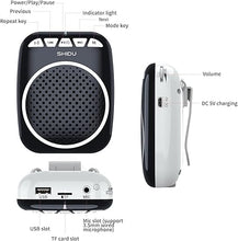 Load image into Gallery viewer, SHIDU Voice Amplifier, Portable Speaker with Microphone Megaphone PA System Support Bluetooth/TF Card and U-Disk Play Music for Teachers, Tour Guides, Training