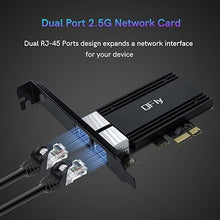 Load image into Gallery viewer, 2.5G Dual RJ45 Port PCI-E Network Card with RTL8125B Conrtoller, QFly 2.5Gb Ethernet Adapter Card Compatible with 100/1000Mbps/2.5G, Support Windows/Linux