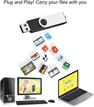Load image into Gallery viewer, JUANWE 128GB Flash Drive 2 PCS, 2.0 Thumb Drive USB Drives Pendrive for File Storage Data Transfer, High Capacity Zip Drive Portable USB Storage Flashdrives 360° Swivel Cap, Jump Drive 128G×2 Black