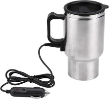 Load image into Gallery viewer, Car Heating Cup, Stainless Steel Travel Mug 12V Electric Coffee Cup 450ml Electric Car Cup Travel Heating Cup Stainless Steel Electric Insulated Plug Kettles Boiling Car Coffee Mug