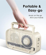 Load image into Gallery viewer, AM FM Radio Plug in Wall or Battery Operated Radio with Best Reception,Portable Radio with Bluetooth,Transistor Radio with Headphone Jack,Large Dial Easy to Use for Seniors Elderly Cream
