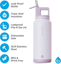 Load image into Gallery viewer, GROSCHE Alpine Flip n' Sip 40 oz Insulated Water Bottle - Stainless Steel, Leakproof Flask with Straw - Perfect for Gym, Travel & Outdoor Use - Keeps Water Cold up to 60 hrs - Lavender