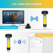 Load image into Gallery viewer, NETUM Upgraded QR Industrial Bluetooth Barcode Scanner with Charging Dock, Wireless 2D 1D Bar Code Reader 2600mAh Drop Protection Shock Dust Proof Hands Free for Windows Mac Android iOS (NT-1200)