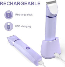 Load image into Gallery viewer, OLOV Electric Body Hair Trimmer - Groin Trimmer for Men - Bikini Trimmer Women - Wet/Dry Shaver Groomer, Replaceable Ceramic Blade Heads, USB Recharge Dock, Waterproof Hygiene Razor,Purple