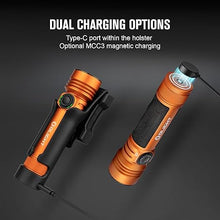 Load image into Gallery viewer, OLIGHT Seeker 4 Pro Rechargeable LED Flashlights, High Lumens Powerful Bright Flashlight 4600 Lumens with USB C Holster, Waterproof Flashlight for Emergencies, Camping, Searching(Orange Cool White)