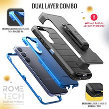 Load image into Gallery viewer, for Samsung Galaxy S25 Case with Belt Clip Holster & Kickstand, Screenless Protective Dual-Layer Shockproof Phone Case for Galaxy S25 - Black & Blue