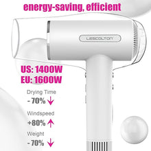 Load image into Gallery viewer, Hair Dryer, Fast Drying Blow Dryer with Magnetic Nozzle,110,000RPM Brushless Motor, High Speed Low Noise, Ionic No Heat Damage, for Travel, Home, Gift (White)
