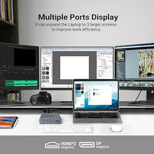 Load image into Gallery viewer, USB C Docking Station Dual Monitor 2 HDMI with Power Supply for Dell/HP/Lenovo/Surface Laptops,16 in 1 Laptop Docking Station with 4k/60Hz Displayport, Ethernet, SD/TF,8 USB C/A Ports