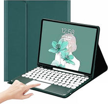 Load image into Gallery viewer, iPad Air2 iPad 5 iPad 6 Keyboard Case Touchpad Magnetic Detachable Bluetooth Keyboard Slim Smart case Round Key for iPad 5th 6th Generation 9.7'' (iPad Air2/iPad5/iPad6, Dark Green)