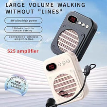 Load image into Gallery viewer, Portable Voice Amplifier,Bluetooth Rechargeable Personal Voice Amplifier with UHF Wireless Microphone Headset, PA System Speaker Power Amplifiers for Teachers/Meeting/Tour Guide (S25 Wireless Beige)