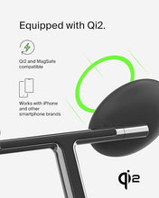 Load image into Gallery viewer, Belkin MagSafe-Compatible 3-in-1 Wireless Charger Stand 15W - Qi2-Certified Wireless Charging Station, Fast Charging iPhone Charger for iPhone 16, AirPods, & Apple Watch - 36W Charger Included - Black