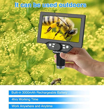 Load image into Gallery viewer, Koolertron 7 inch LCD Digital Microscope with 32G TF Card,12MP 1200X Magnification 1080P USB Microscope Camera,PC View,Rechargeable Battery,Fill Lights Microscope for Coin/Plant/Rock/Circuit Board