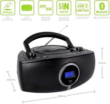 Load image into Gallery viewer, HANNLOMAX HX-316CD CD/MP3 Boombox, AM/FM Radio, Digital Radio Frequency Display, Bluetooth, USB Port for MP3 Playback, LCD Display, Aux-in, AC/DC Power Source (Black)