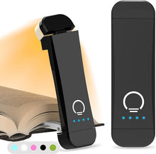 Load image into Gallery viewer, Book Reading Light,Silent Touch Book Lamp for Reading in Bed,Rechargeable Clip on Booklight with 3 Amber Colors & 7 LEDs Precise Dimming for Eye Caring Night Reading,Book Lovers,Kids,Black
