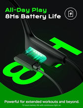 Load image into Gallery viewer, Bluetooth 5.3 Headphones, Bone Conduction Headphones w/Mic Open Ear Wireless Earbuds w/Light Bar for Running, IPX7 Waterproof 32GB MP3 for Cycling, 8Hrs Playtime Earphones for Sports Workouts