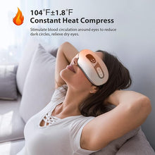 Load image into Gallery viewer, Eye Massager with Heat and Cooling for Migraines, Dry Eyes, Dark Circles, Rechargeable Bluetooth Music Heat Cold Eye Massager Improve Sleeping - Great Gifts for Woman and Man (White)