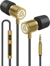 Load image into Gallery viewer, LUDOS Ultra Wired Earbuds in-Ear Headphones, 5 Years Warranty, Earphones with Microphone, Noise Isolating Ear Buds, Memory Foam for iPhone, Samsung, School Students, Kids, Women, Small Ears - Gold