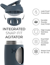 Load image into Gallery viewer, Promixx Pursuit Shaker Bottle Insulated Stainless Steel Water Bottle and Blender Cup, 18oz, Midnight Blue