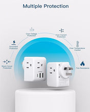 Load image into Gallery viewer, 2 Pack Australia New Zealand Power Plug Adapter, Australia Travel Adapter with 3 American Outlets 3 USB Charging Ports (1 USB C), Type I Plug Adapter for US to Australia, Argentina, China