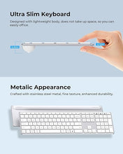 Load image into Gallery viewer, Wireless Bluetooth Keyboard and Mouse Combo (USB + Dual BT), seenda Multi-Device Rechargeable Slim Keyboard and Mouse, Compatible for Win 7/8/10, MacBook Pro/Air, iPad, Tablet - White Silver