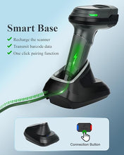 Load image into Gallery viewer, OBZ Bluetooth Barcode Scanner with Versatile Charging Stand, 2D 1D QR Code Scanner, Automatic 2.4G Wireless Barcode Scanner Connect PC, POS, Tablet, Smart Phone, Work with Mac OS Windows iOS Android