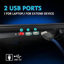 Load image into Gallery viewer, NAGAN Laptop Cooling Pad with Dual USB Ports, USB Powered Cooling Pad for Laptop with 2 Adjustable-Height, 3 Fan with Blue Light, Fits 15-17.3 inch Laptops