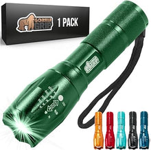 Load image into Gallery viewer, Gorilla Grip Powerful LED 750 FT Water Resistant 5 Adjustable Mode Tactical Flashlight, High Lumens Ultra Bright Zoom Flashlights, Stocking Stuffer Gift, Small Camping Car Mini Flash Light, Green